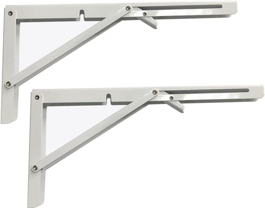 Opvouwbare plankbeugels Robuuste doe-het-zelf wandmontage Plankbeugels Bespaar werkruimte op uw bureau 2 stuks Wit