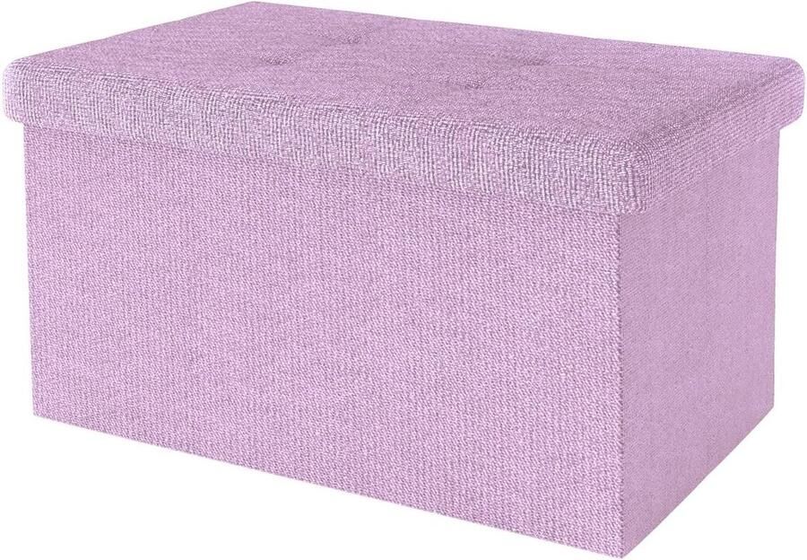 Opvouwbare poef 49x30x30 cm in Lotus Roze Zitkubus met opbergruimte Stoffen hoes Voetensteun opbergdoos Kist poef