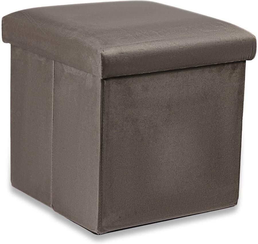 Opvouwbare Poef M 30x30x30 cm Opbergbank Bank met opslagruimte Opbergbox Velvet Grijs Comfortabel en Praktisch