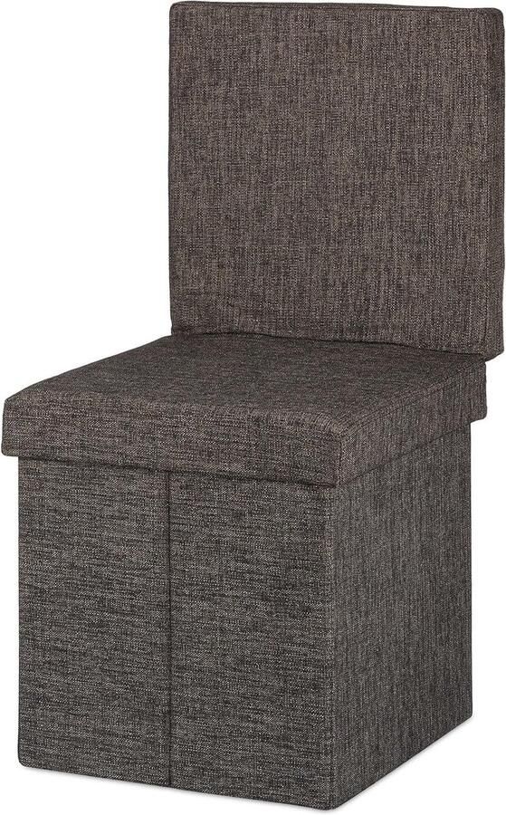 Opvouwbare Poef met Opbergruimte Hocker met Leuning 1 stuk Bruin Linnen 73 x 38 x 38 cm