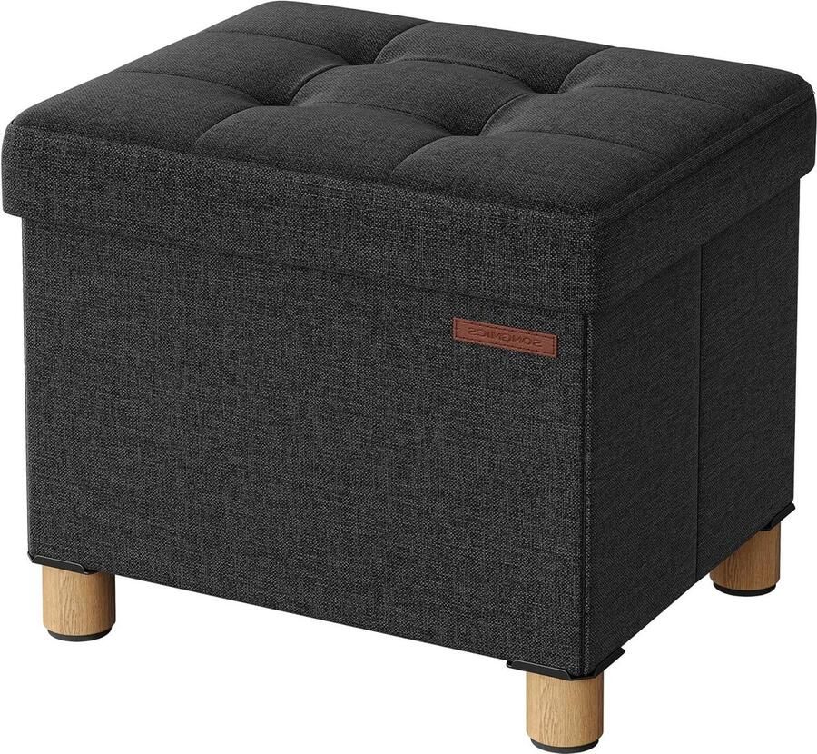 Opvouwbare poef opbergbox kruk met voetensteun 32 x 40 x 335 cm zwart voor woonkamer slaapkamer