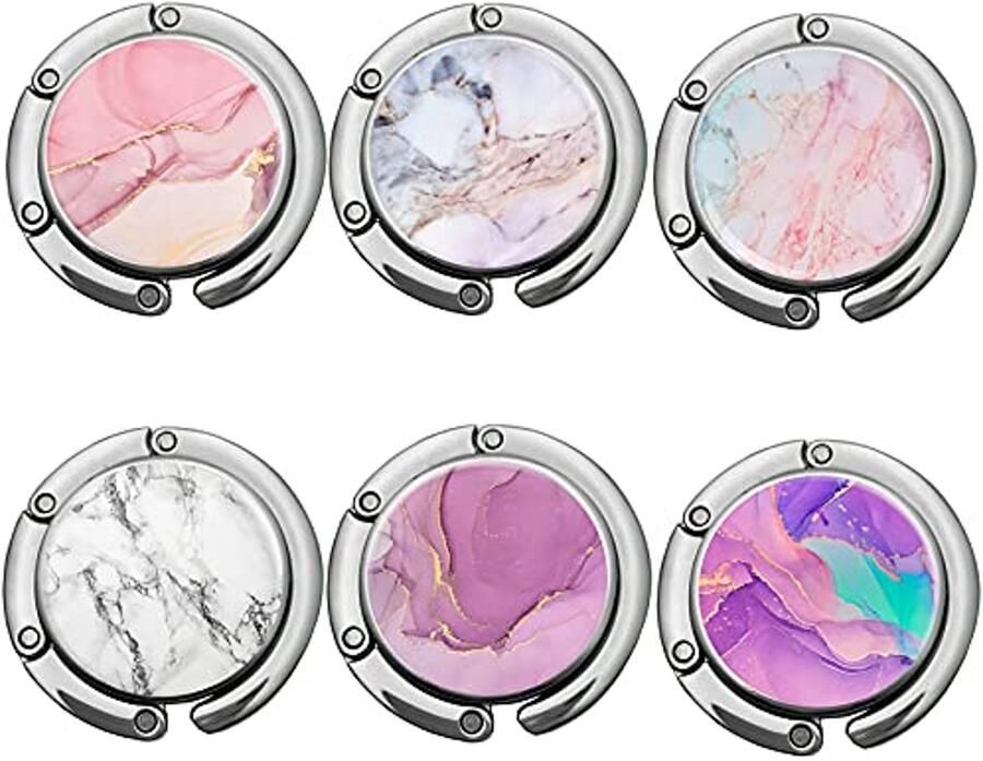 Opvouwbare portemonnee haak Vouwbare tas tafel hanger voor dames 6-pack marmeren ontwerp