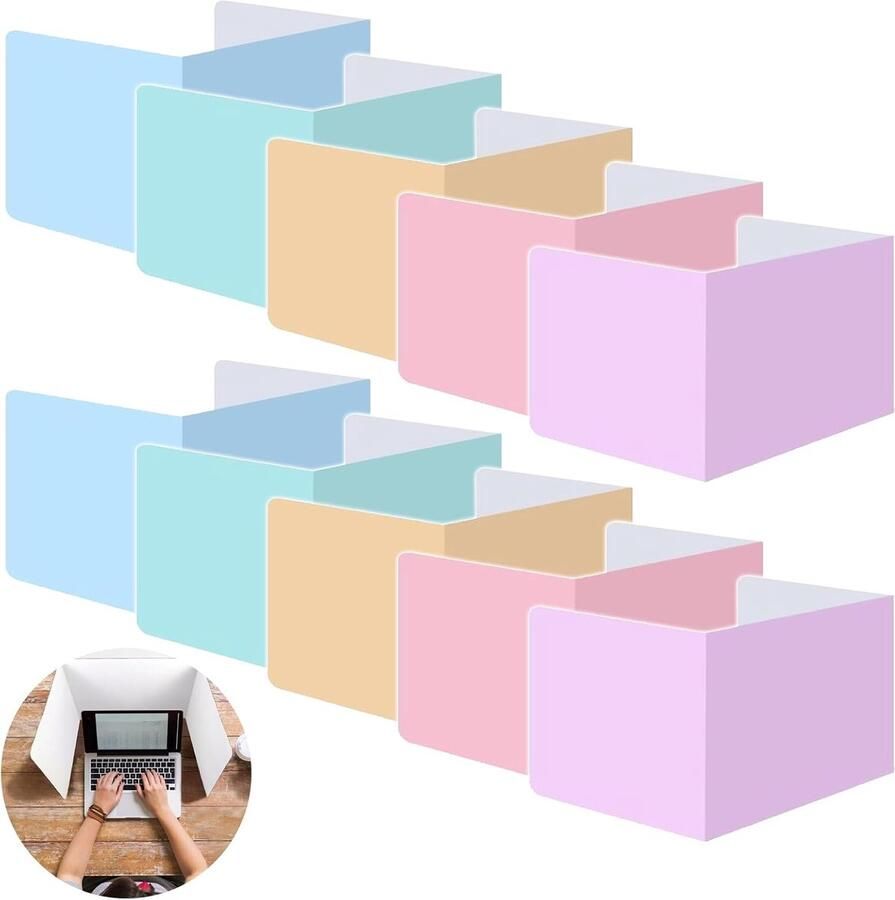 Opvouwbare Privacy Schermen voor Bureau Set van 10 Stuks Multifunctionele Tafelverdelers voor School Kantoor en Bibliotheek