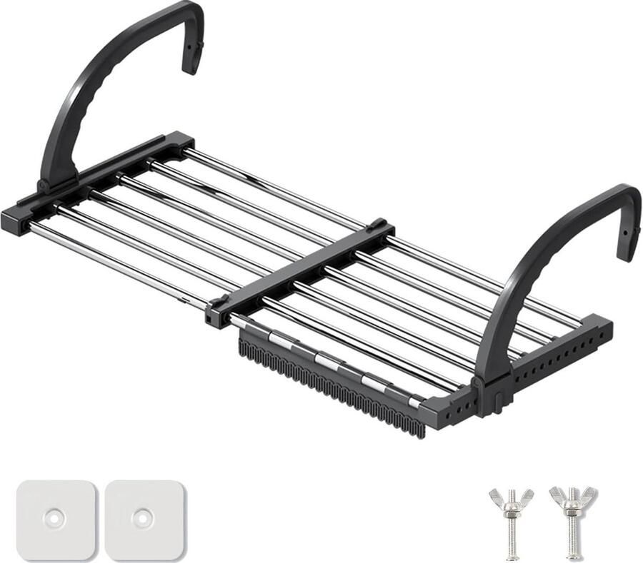 Opvouwbare radiator wasdroger uittrekbaar balkonwasdroger 42-73 cm roestvrij staal balkonwasrek washanger voor kleine kinderen sokken schoenen Opvouwbare kledingrek