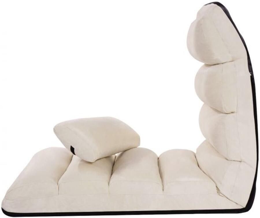 Opvouwbare Relaxfauteuil met 5 Standen Kunstsuède Vloerstoel in 4 Kleuren (Beige Grijs Bruin Rood)