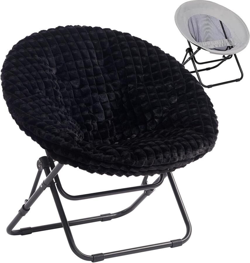 Opvouwbare Ronde Schotelstoel voor Woonkamer en Slaapkamer – Comfortabele Pluche Fauteuil