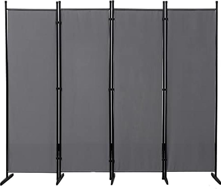 Opvouwbare Ruimteverdeler voor Binnen en Buiten 200 × 176 cm Kamerscherm Scheidingswand in Grijs
