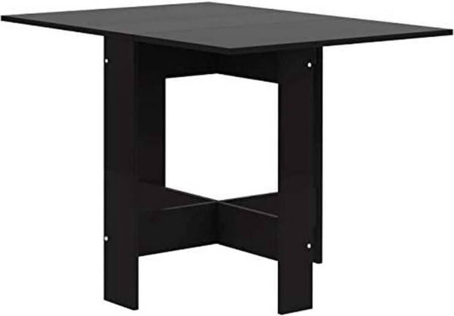 Opvouwbare Salontafel vlinder klaptafel met 2 kleppen van melamine spaanplaat zwart 103 67 28 x 76 x 73 4 (l x b x h)