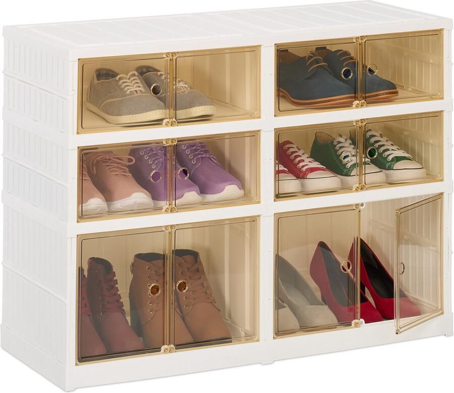 Relaxdays opvouwbare schoenenkast op wielen voor 12 paar 66 5 x 86 5 x 34 5 cm