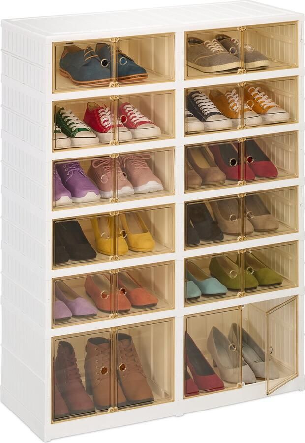 Relaxdays opvouwbare schoenenkast op wielen voor 24 paar 118 x 86 5 x 34 5 cm