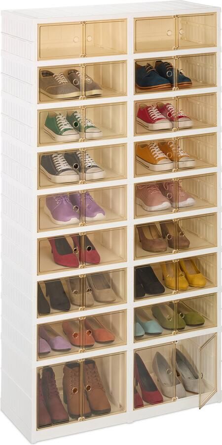 Relaxdays opvouwbare schoenenkast op wielen voor 36 paar 169 x 86 5 x 34 5 cm