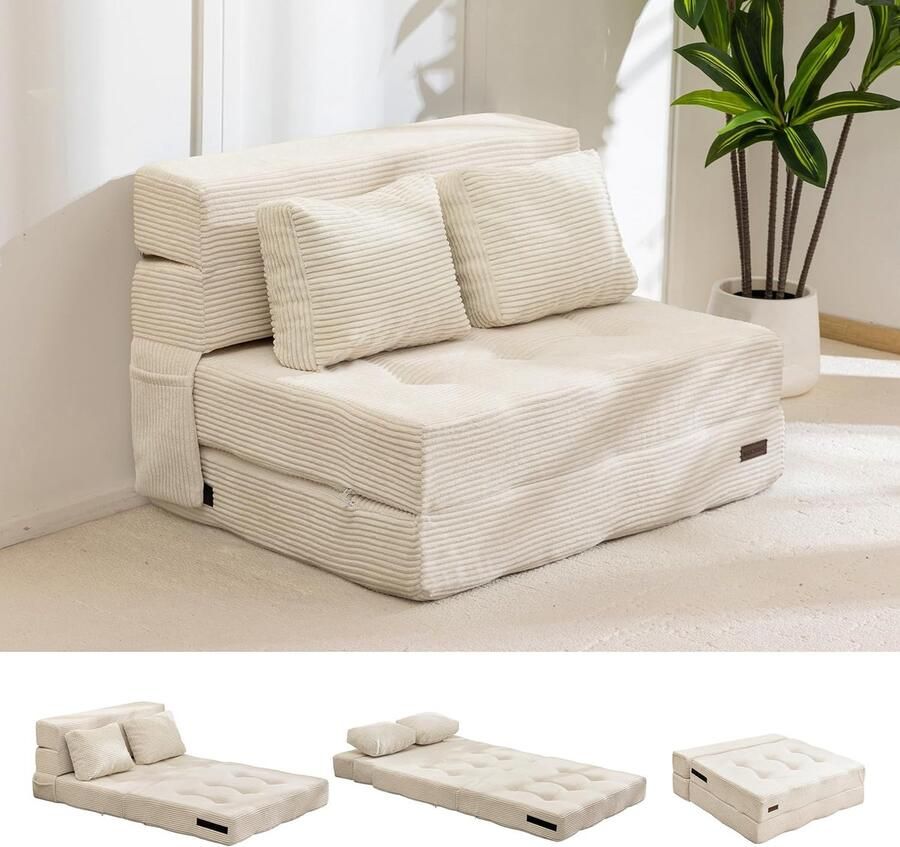 Opvouwbare Slaapbank met Kussens 3-in-1 Futonbed en Matras