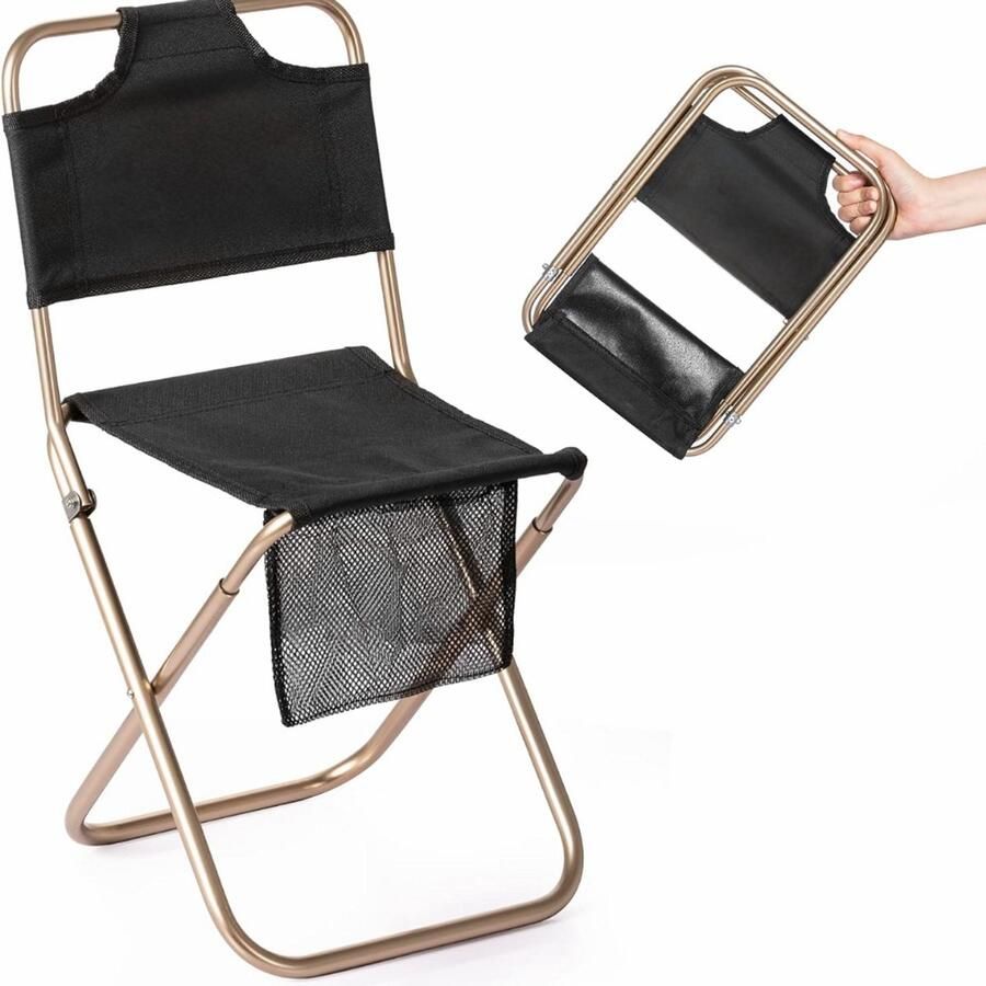 Opvouwbare stoel visstoel opvouwbare kruk draagbare stoel ultralichte opvouwbare kruk mini kruk slechts 422 g en draagvermogen van 75 kg (zwart)