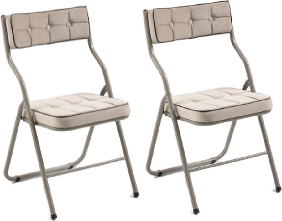 Opvouwbare stoelen 2 pak Opvouwbare eetkamerstoelen met kussen draagbaar en gemonteerd Opvouwbare extra stoel voor gasten Keuken Kantoor Khaki