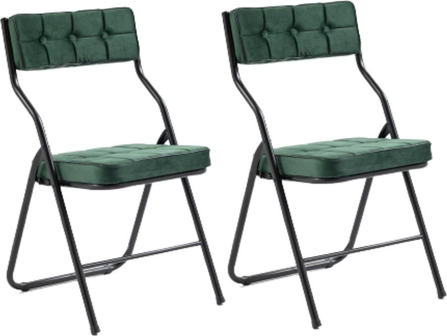 Opvouwbare stoelen 2 pak Opvouwbare eetkamerstoelen met kussen draagbaar en gemonteerd Opvouwbare extra stoel voor gasten Keuken Kantoor Groen