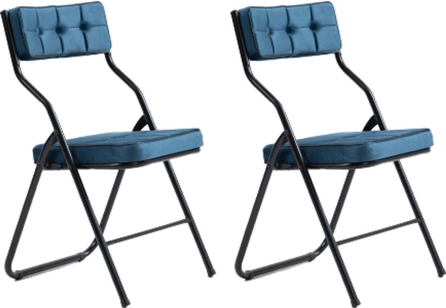 Opvouwbare stoelen 2 pak Opvouwbare eetkamerstoelen met kussen draagbaar en gemonteerd Opvouwbare extra stoel voor gasten Keuken Kantoor Blauw