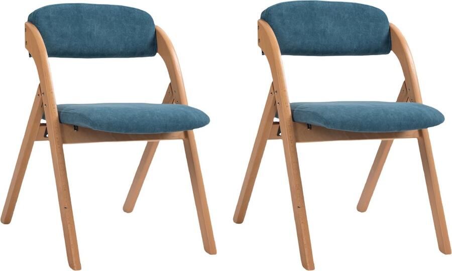 Opvouwbare stoelen met gestoffeerde zittingen houten stapelbare eetkamerstoelen 2-pack met afneembare hoes opvouwbare extra stoel voor gasten keuken kantoor bruiloft feest picknick blauw