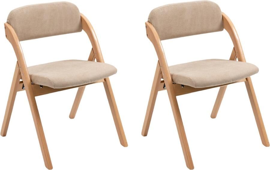Opvouwbare stoelen met gewatteerde zittingen houten stapelbare eetkamerstoelen set van 2 met afneembare hoes Opvouwbare extra stoel voor gasten keuken kantoor bruiloft feestje picknick khaki