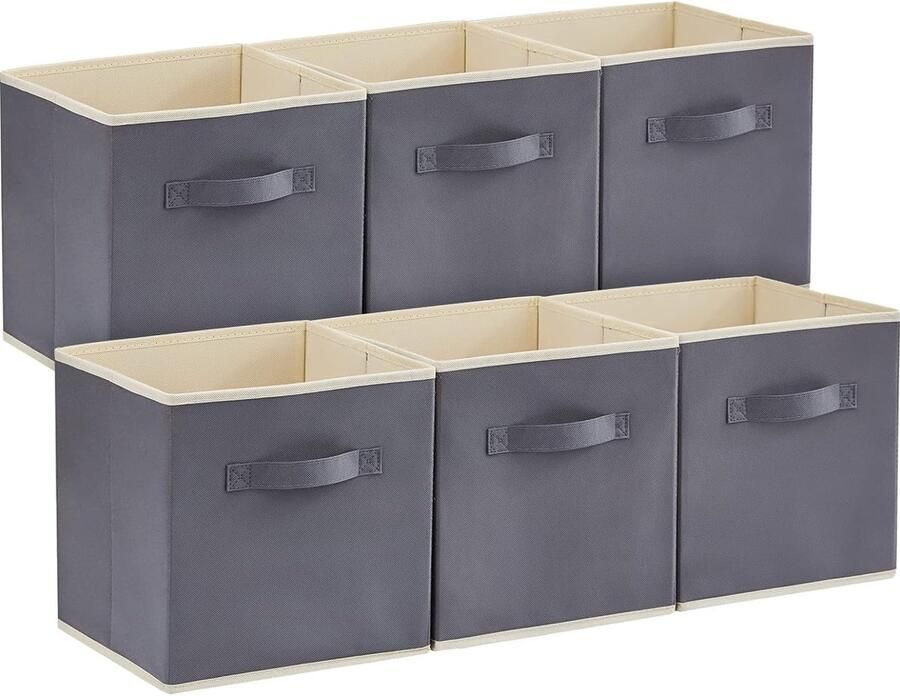 Opvouwbare Stoffen Kast Organisatoren Decoratieve Meerkleurige Opbergdozen Set Van 6 Grijs