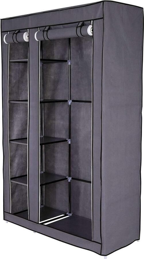 Opvouwbare Stoffen Kledingkast 175x110x45 cm Grijs met Extra Ruimte kledingkast