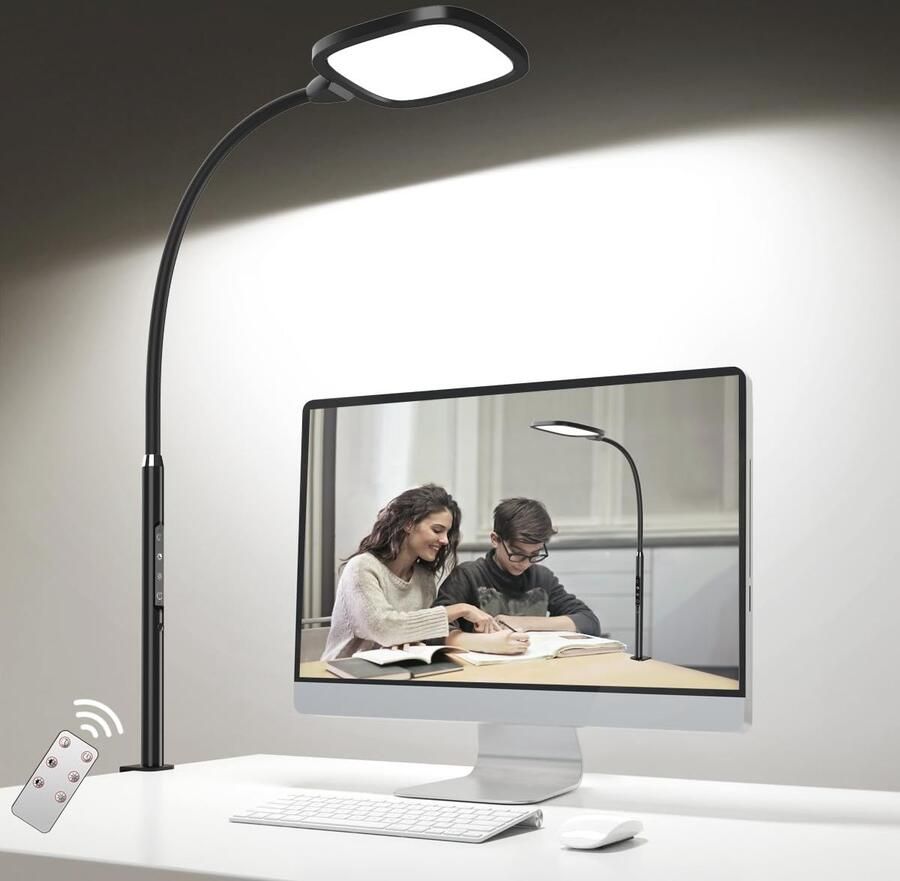 Krachtige LED Bureaulamp met Afstandsbediening Dimbaar en Verstelbaar voor Optimaal Studie- en Werklicht