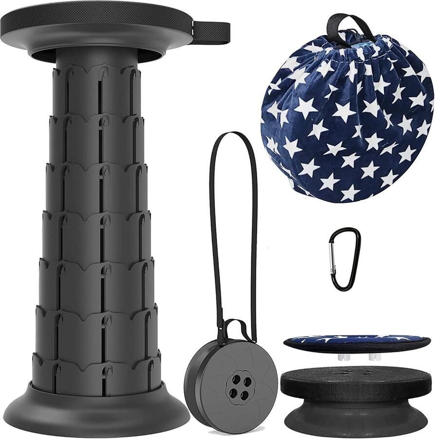 Opvouwbare Telescopische Campingkruk met Draaibaar Kussen Lichtgewicht en Stevig voor Binnen en Buiten