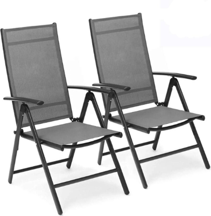 Opvouwbare Terrasstoelen Set van 2 Aluminium Verstelbare Rugleuning Tuinstoel Belasting 120Kg Kleur Grijs