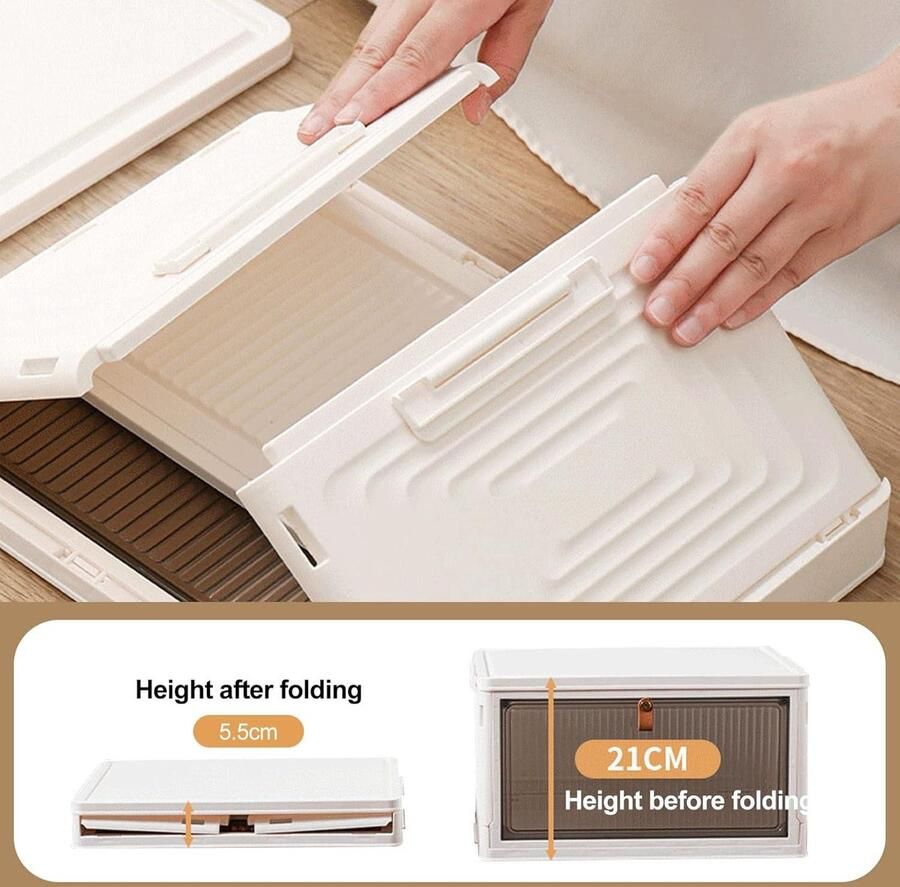 Opvouwbare transparante plastic opbergdozen met deksel stapelbare grote capaciteit dik en duurzaam voor slaapkamer kledingkast kantoor garage Zes lagen kledingkasten slaapkamer