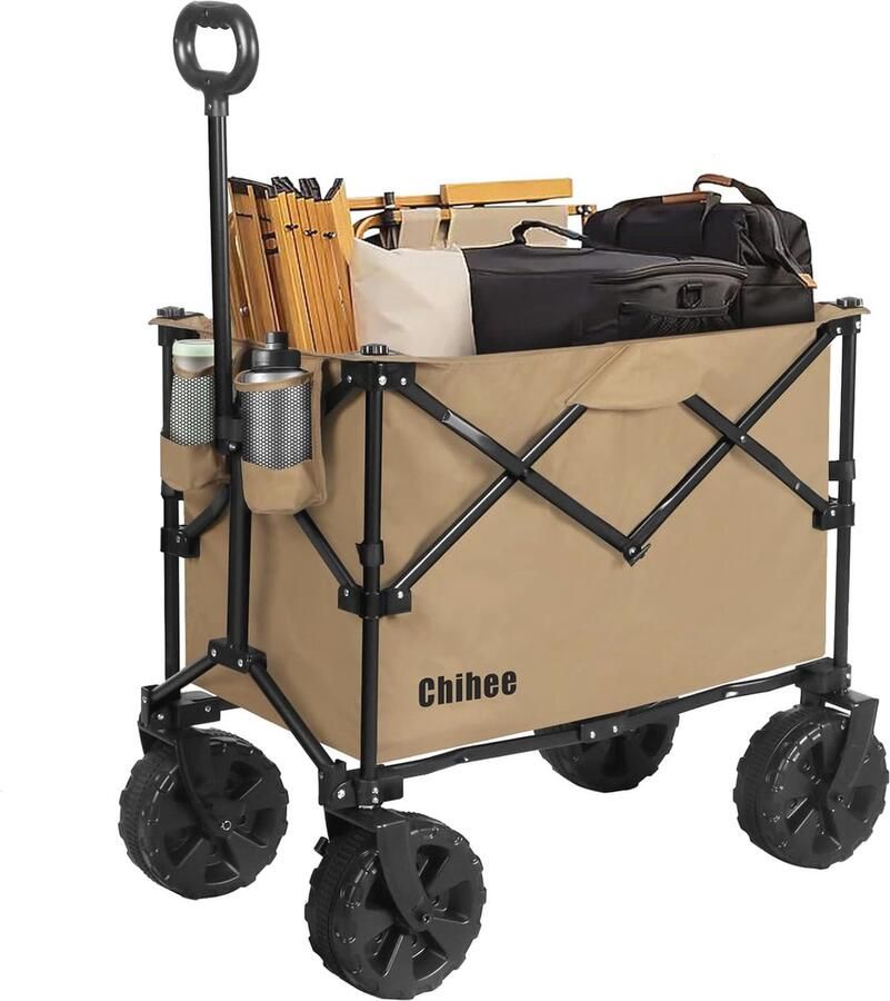 Opvouwbare Trolley Tuinwagen voor Camping en Sportevenementen Heavy-Duty Design met All-Terrain Wielen en Bekerhouders