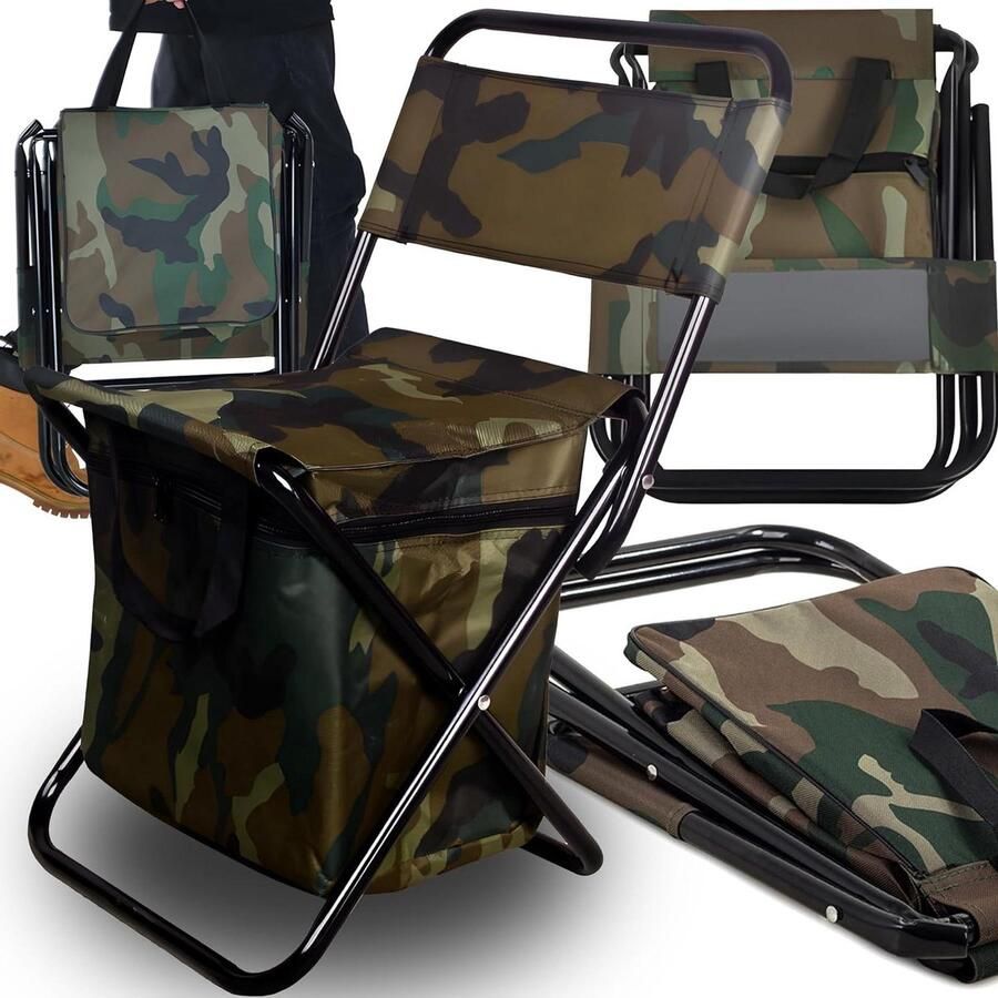 Campingstoel visstoel vouwstoel met opbergtas camouflagepatroon groen