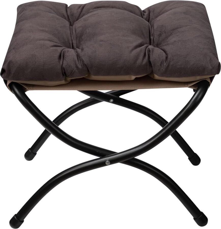 Opvouwbare Voetenbank Kruk Moderne Stof Grijs Bruin Kleine Ottomaanse Metalen Poten 47cm 36cm