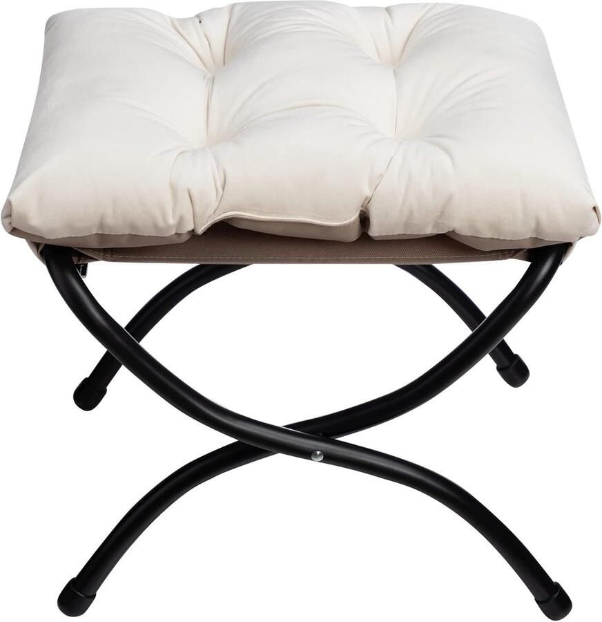 Opvouwbare Voetenbank met Fluwelen Bekleding en Metalen Poten Beige 47x36x36 cm