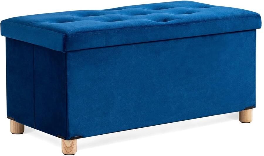 Opvouwbare Voetenbank met Opbergruimte Blauw 76 x 38 x 38 cm