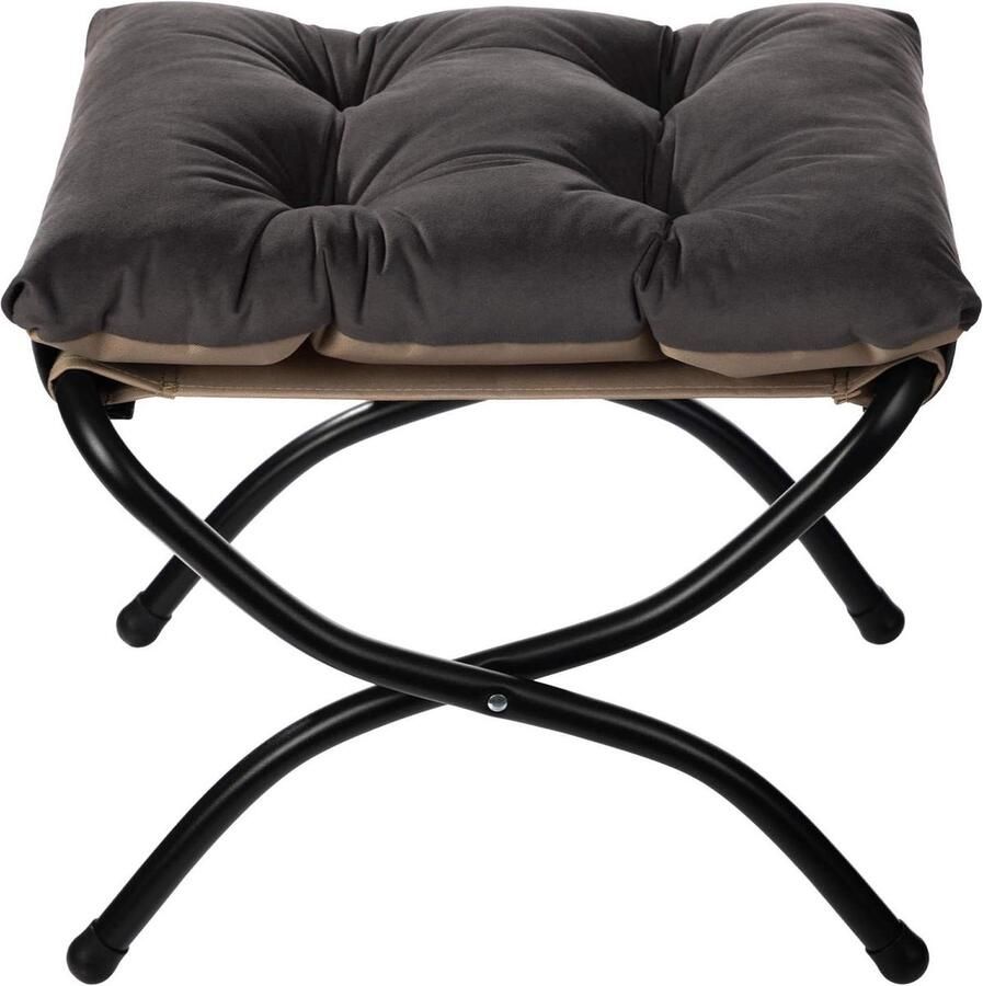 Opvouwbare voetenbank Voetensteun kruk met metalen poten Ottomaanse zitting Moderne fluwelen stof Donkergrijs 47 cm x 36 cm x 36 cm