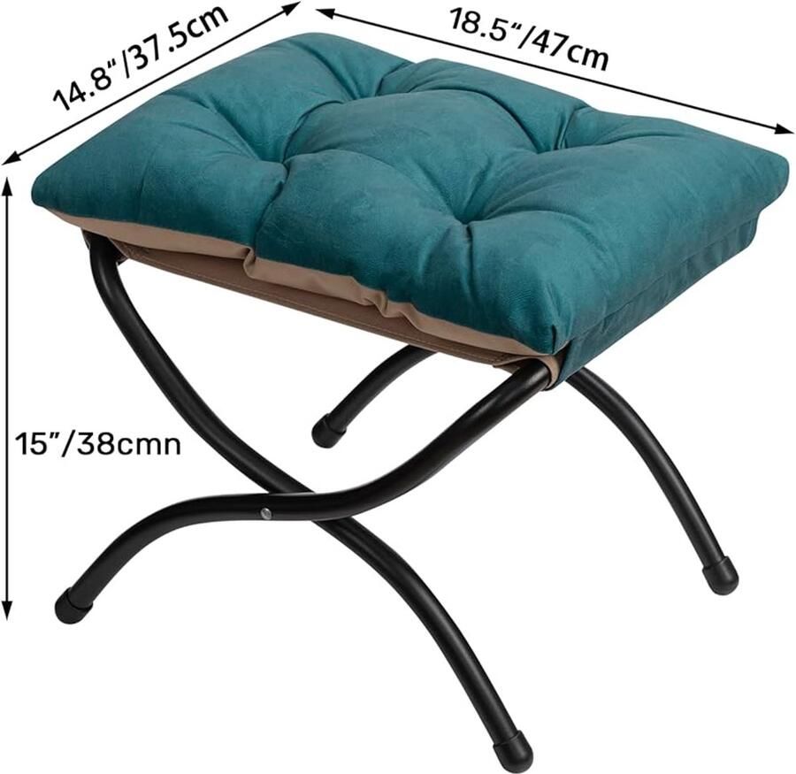 Opvouwbare Voetenbank Pauw Blauw Stof 47cm x 36cm x 36cm