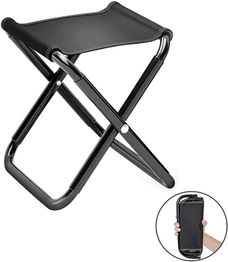 Opvouwbare Voetenbank Toeristische vissersstoel Kampeerstoel Opvouwbare kruk Buiten Kruk Draagbaar Geschikt voor buitenactiviteiten zoals kamperen wandelen picknicken en vissen 31 x 30 x 30cm 1 stuk Zwart