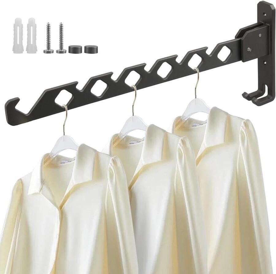 Opvouwbare wandgemonteerde kledinghanger Aluminium droogrek voor badkamer slaapkamer hotel (grijs) Opvouwbare kledingrek