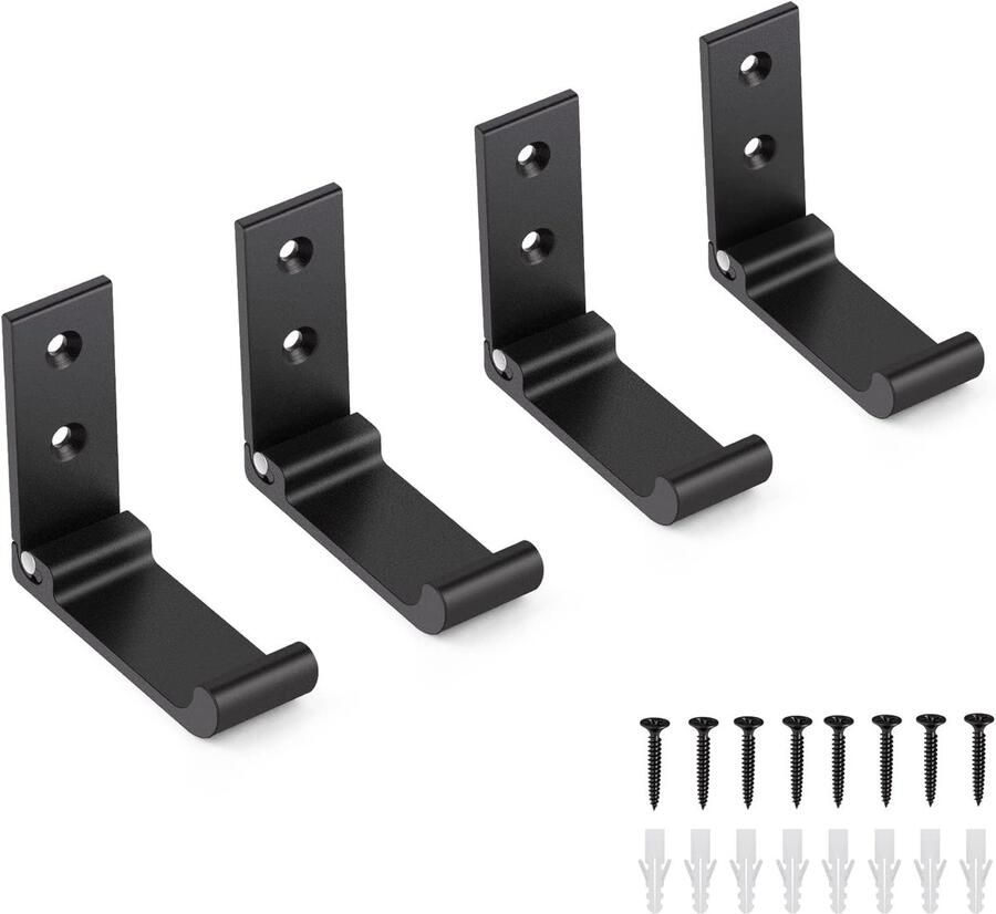 Opvouwbare wandhaken opvouwbare kledinghaken 90 graden 4 stuks klaphaken aluminiumlegering wandhouderhaken tassenhaken voor keuken badkamer muur jas handdoek sleutels zwart