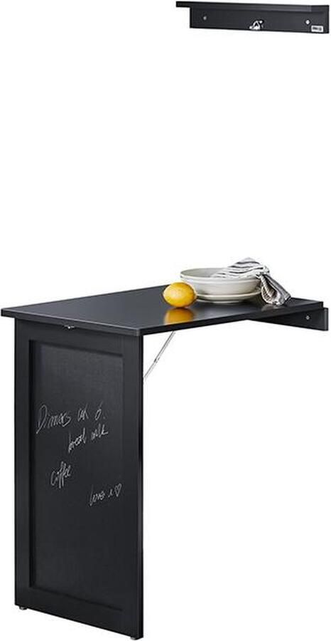 Rootz Living Rootz Opvouwbare wandtafel met schoolbord Bureau Eettafel Ruimtebesparend ontwerp Eenvoudige montage Creatief Memoboard-oppervlak Lichtgrijs 50 cm x 76 cm x 75 cm