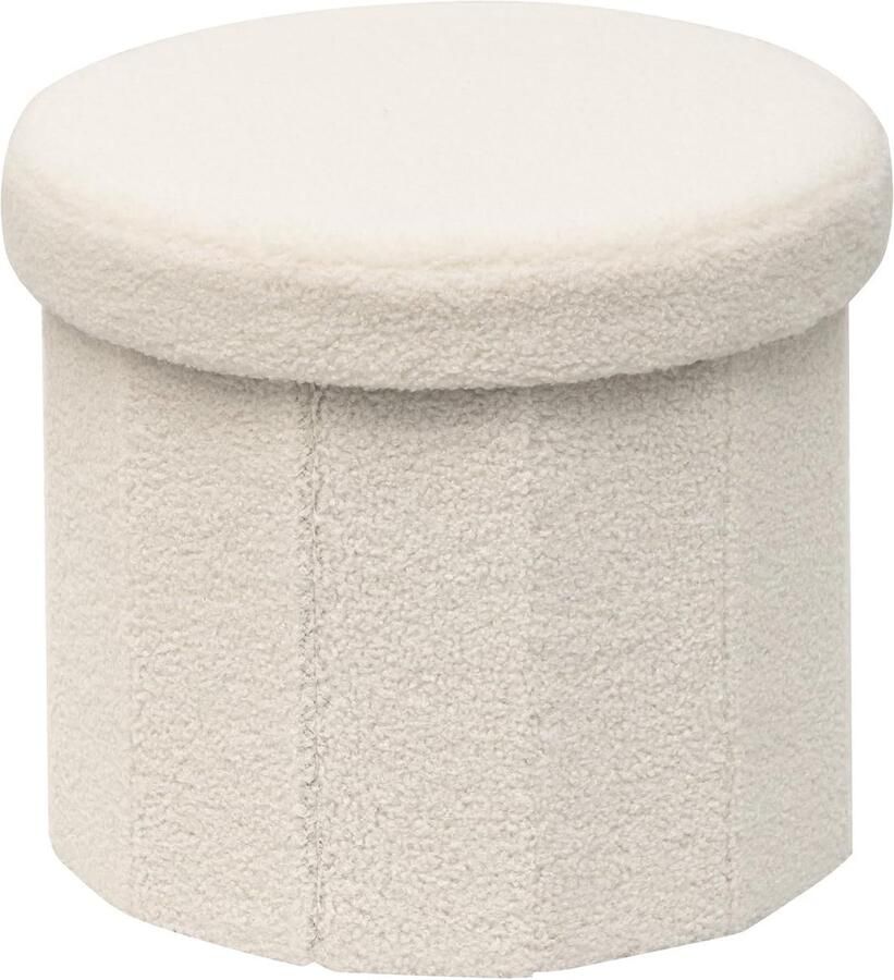 Opvouwbare Witte Kruk met Opbergruimte en Voetensteun voor Thuis en Kantoor