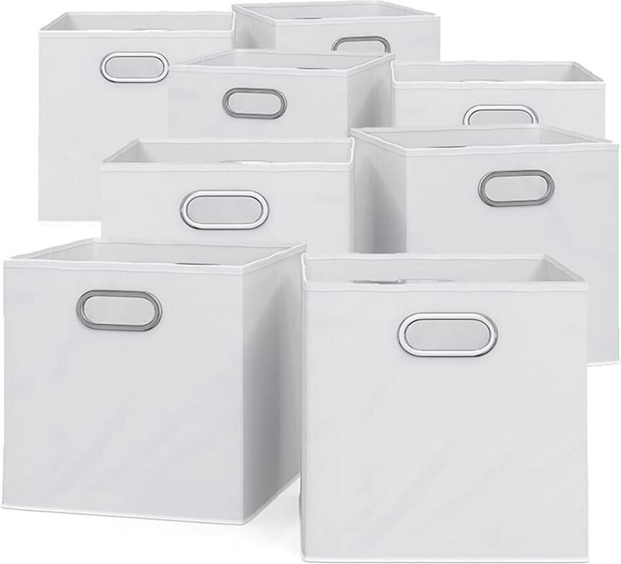 Opvouwbare Witte Opbergdozen Set van 8 30 x 30 cm
