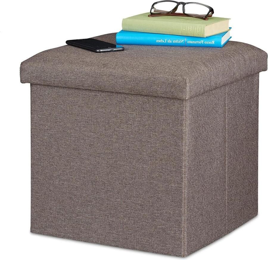 Opvouwbare zachte vierkante poef met opbergruimte Hocker donkergrijs ca. 37x37x37.5 cm