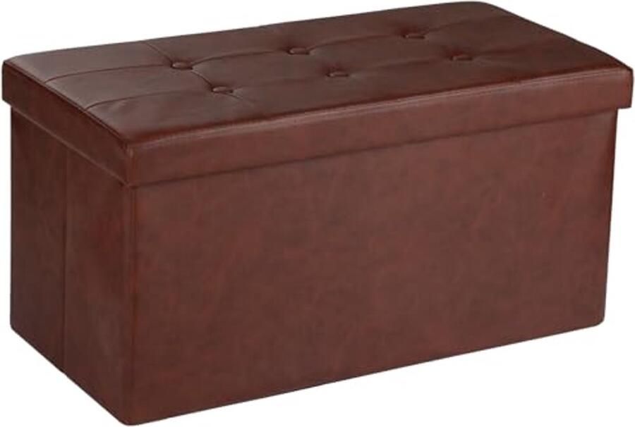 Opvouwbare Zitbank met Opbergruimte Beklede Kruk en Voetenbank (76 x 38 x 38 cm)