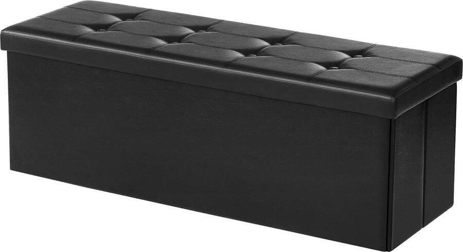 Opvouwbare zitbank met opbergruimte en deksel 120 liter inhoud zwart