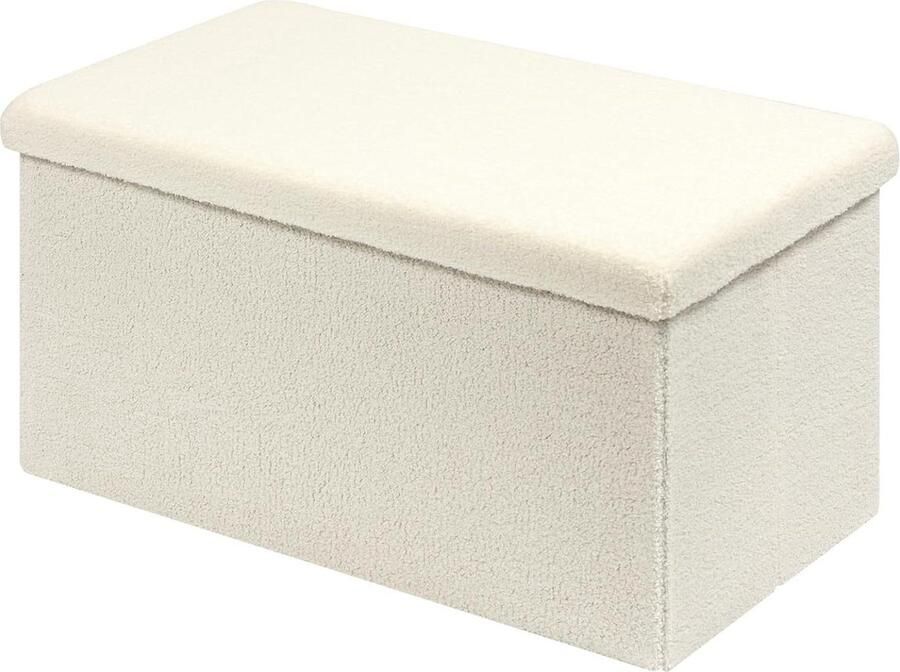 Opvouwbare zitbank Zitpoef zitkubus met opbergruimte Wit fluwelen voetenbank 80 x 40 x 40 cm dekenkist