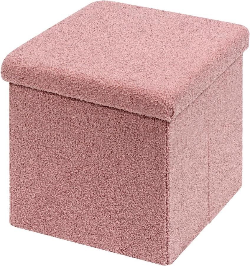 Opvouwbare zitkubus met opbergruimte Roze fluwelen voetenbank kist 40 x 40 x 40 cm