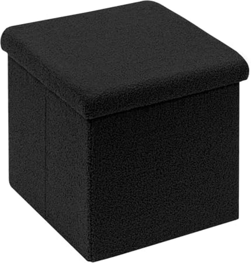 Opvouwbare Zitkubus met Opbergruimte Zwarte Fluwelen Voetenbank 40 x 40 x 40 cm