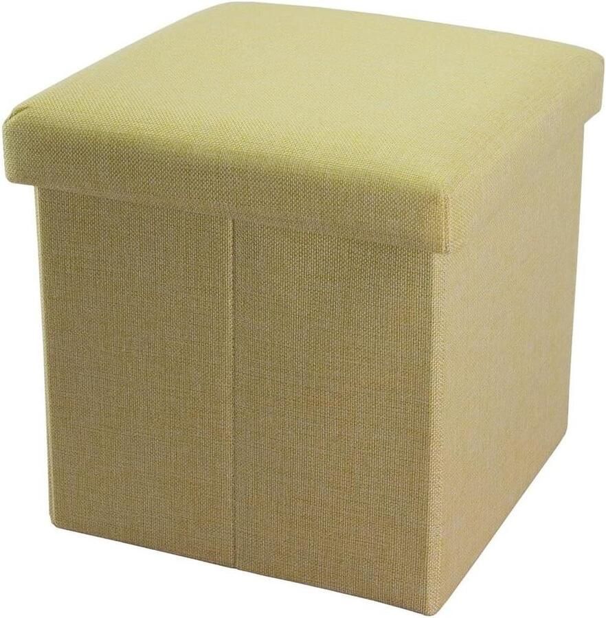 Opvouwbare zitzak 30 x 30 x 30 cm lentegroen linnenlook deksel Ottomaanse voetenbank kruk bank stoel
