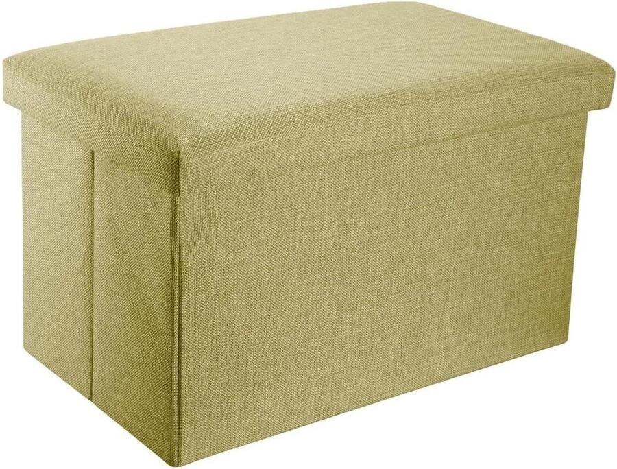 Opvouwbare zitzak linnenlook 78 x 38 x 38 cm lentegroen decoratieve opbergdoos ruimtebesparende kruk dekenkist