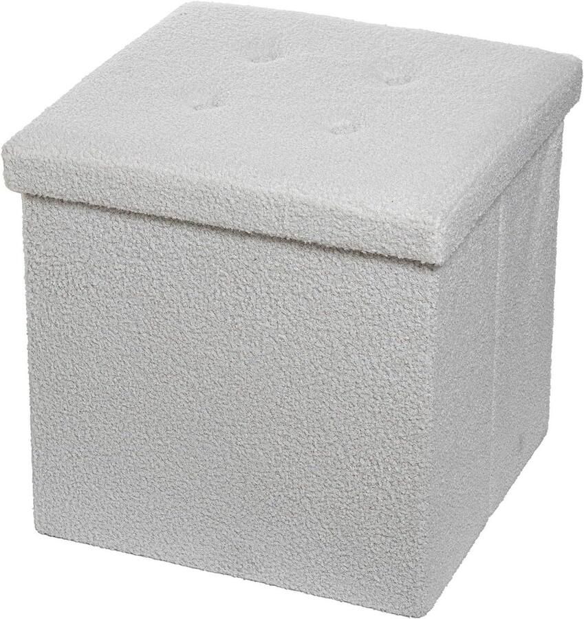 Opvouwbare zitzak met opbergruimte Wit pluche 45 x 45 x 45 cm